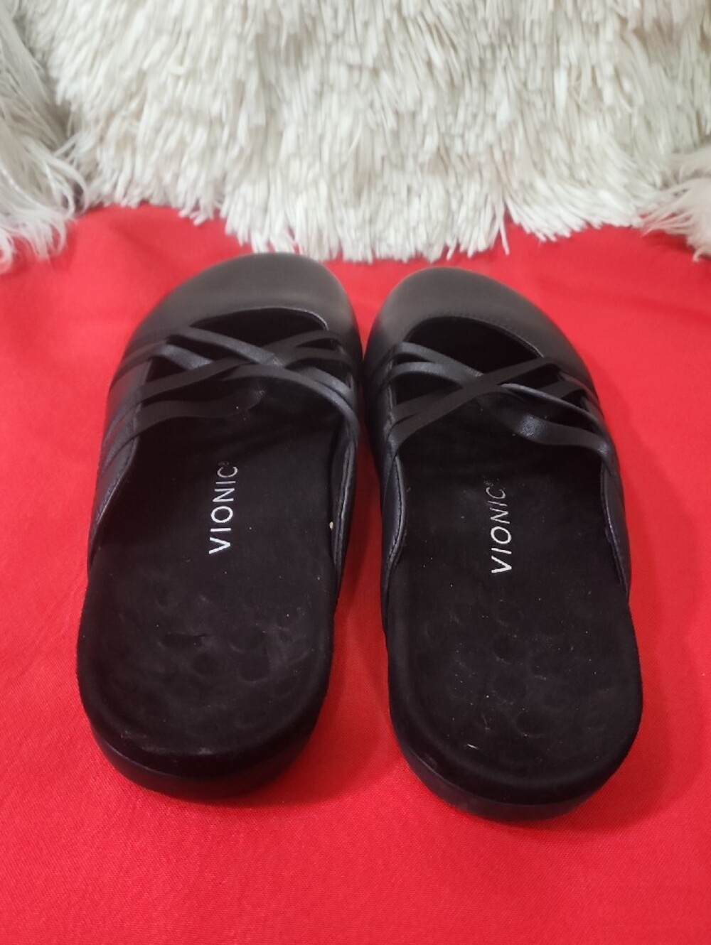 Vionic Claire Black Crisscross Slip-On Mules - Picture 6 of 9
